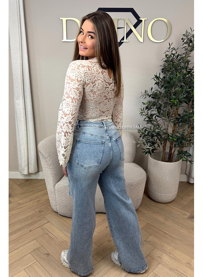 BEIGE - 'ABBENY TOP' - BELL SLEEVE LACE TOP + TOP INSIDE