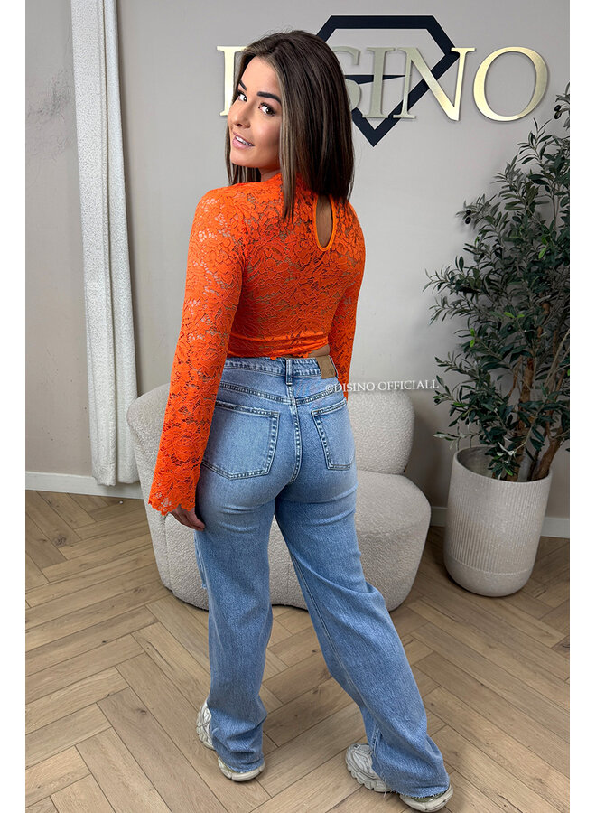 ORANGE - 'ABBENY TOP' - BELL SLEEVE LACE TOP + TOP INSIDE