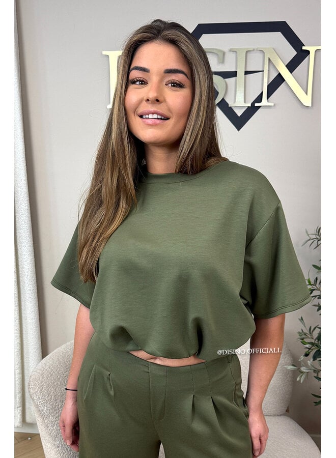 ARMY GREEN - 'MILA SET' - OVERSIZED TOP + PANTS TWO PIECE SET