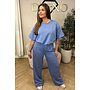 JEANS BLUE - 'MILA SET' - OVERSIZED TOP + PANTS TWO PIECE SET