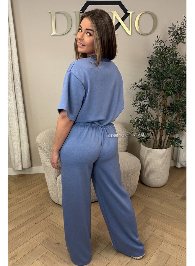 JEANS BLUE - 'MILA SET' - OVERSIZED TOP + PANTS TWO PIECE SET