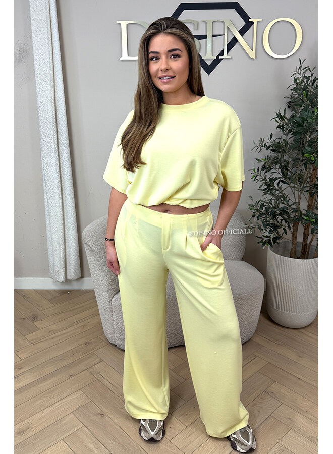 YELLOW - 'MILA SET' - OVERSIZED TOP + PANTS TWO PIECE SET