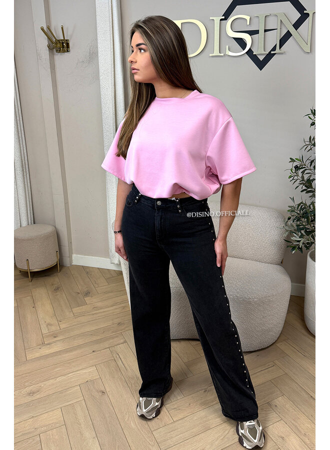 PINK - 'MILA TOP' - OVERSIZED CROPPED TOP