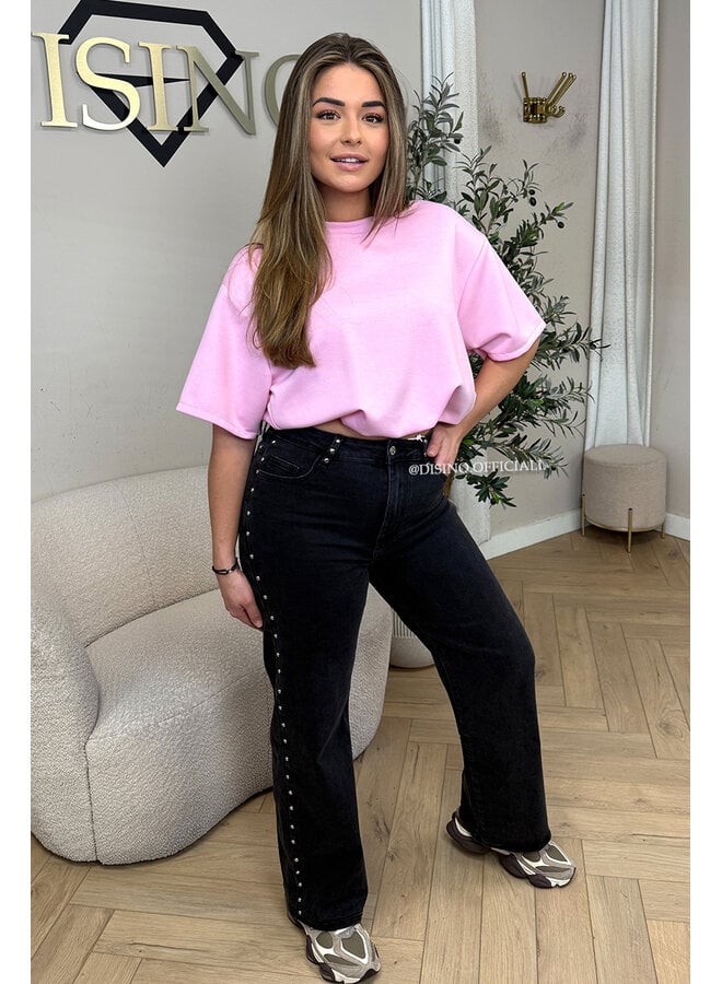 PINK - 'MILA TOP' - OVERSIZED CROPPED TOP