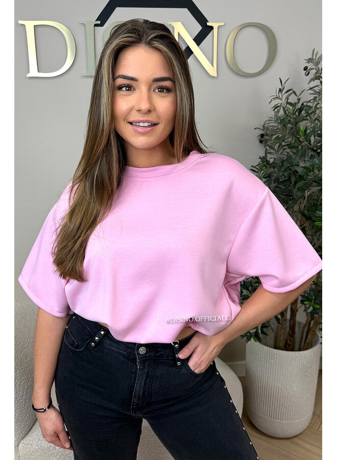 PINK - 'MILA TOP' - OVERSIZED CROPPED TOP