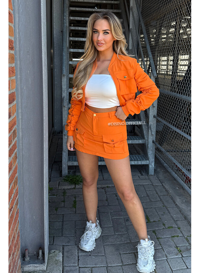 ORANGE - 'DJUNE SET' - BOMBER JACKET + SKORT TWO PIECE SET