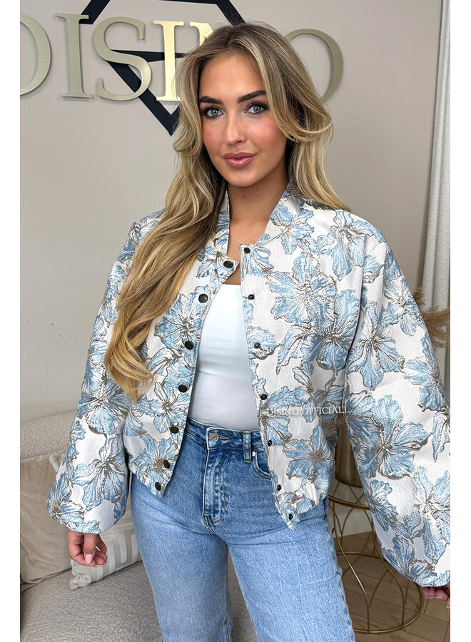 LIGHT BLUE - 'JAIMY JACKET' - EXCLUSIVE JACQUARD PRINT JACKET