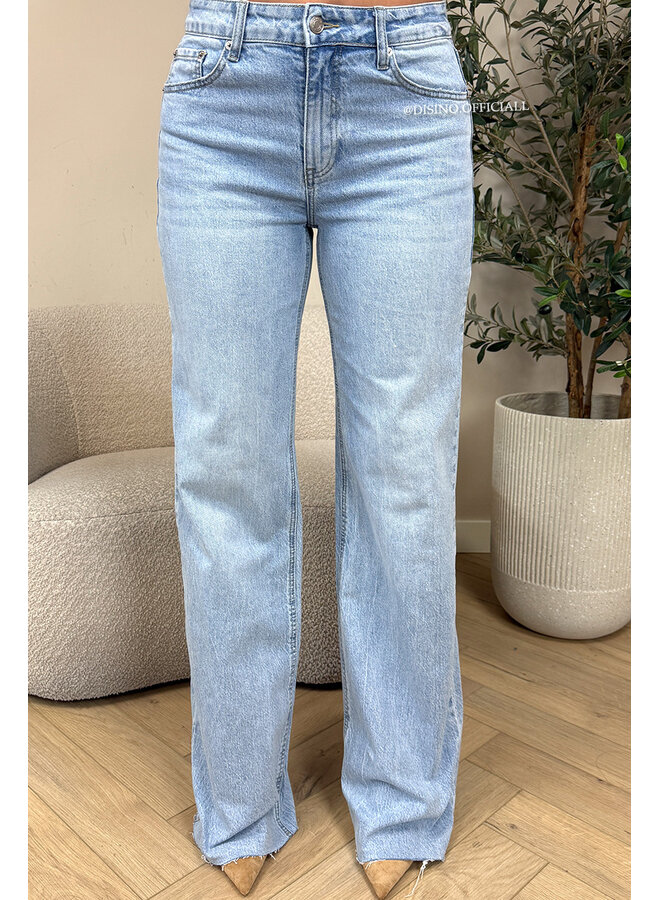 LIGHT BLUE - 'LIVORNO JEANS' - MEDIUM WAIST STRETCH EXTRA LONG WIDE LEG JEANS