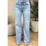 LIGHT BLUE - 'LIVORNO JEANS' - MEDIUM WAIST STRETCH EXTRA LONG WIDE LEG JEANS