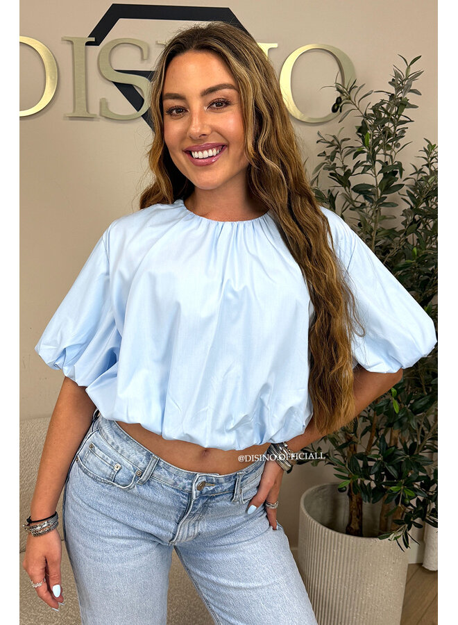 LIGHT BLUE - 'HAZEL TOP' - CUTE BALLOON BLOUSE TOP