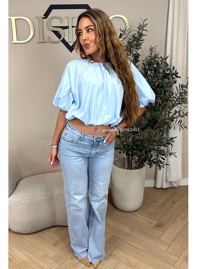 LIGHT BLUE - 'HAZEL TOP' - CUTE BALLOON BLOUSE TOP