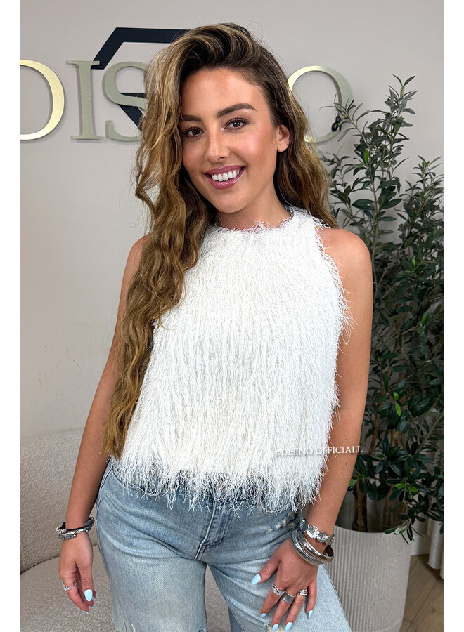 ECRU - 'MARY TOP' - SOFT FRINGE HALTER TOP