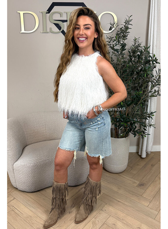 ECRU - 'MARY TOP' - SOFT FRINGE HALTER TOP