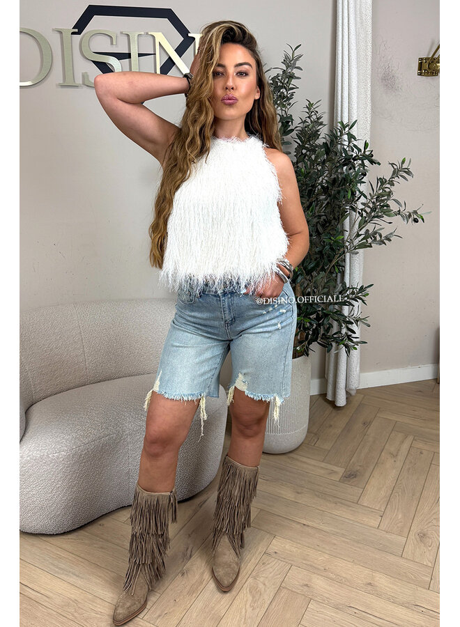 ECRU - 'MARY TOP' - SOFT FRINGE HALTER TOP