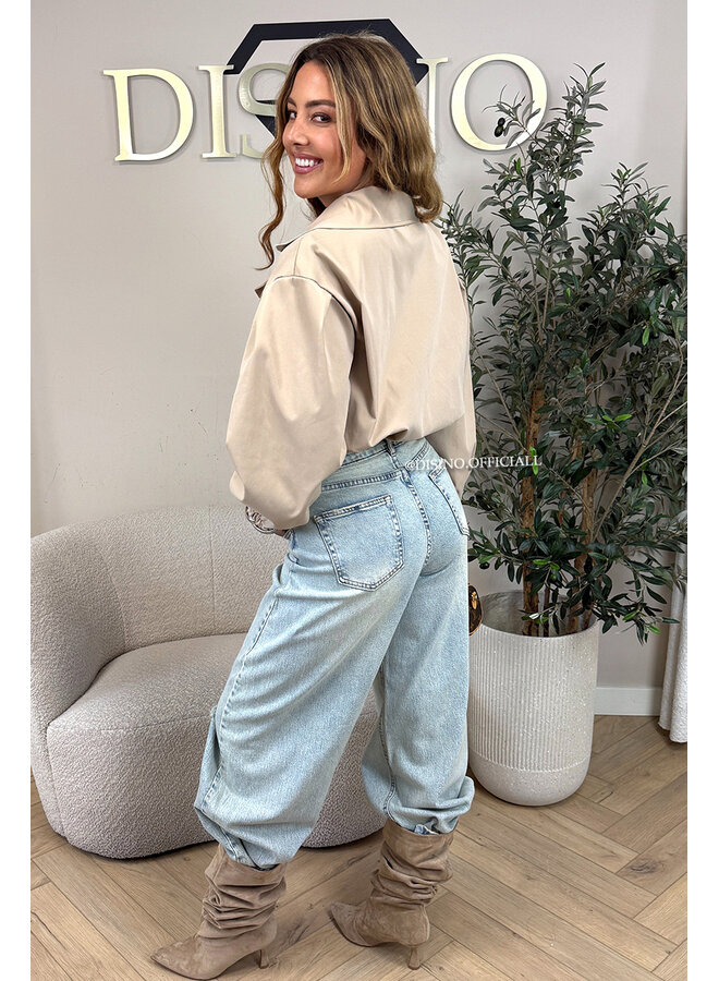 BEIGE - 'JULIE JACKET' - CROPPED TRENCH JACKET