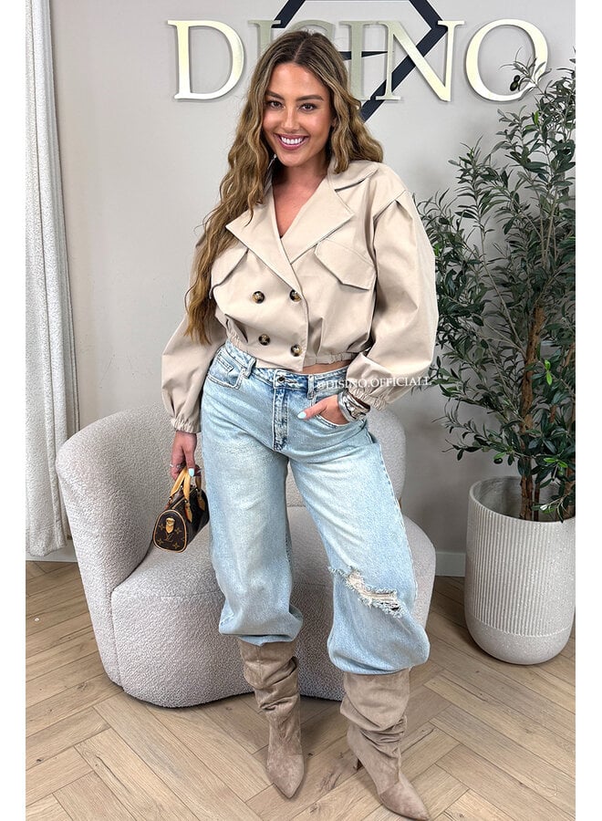 CAMEL - 'JULIE JACKET' - CROPPED TRENCH JACKET