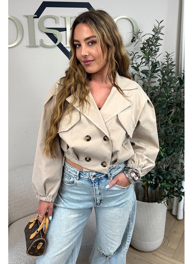 CAMEL - 'JULIE JACKET' - CROPPED TRENCH JACKET