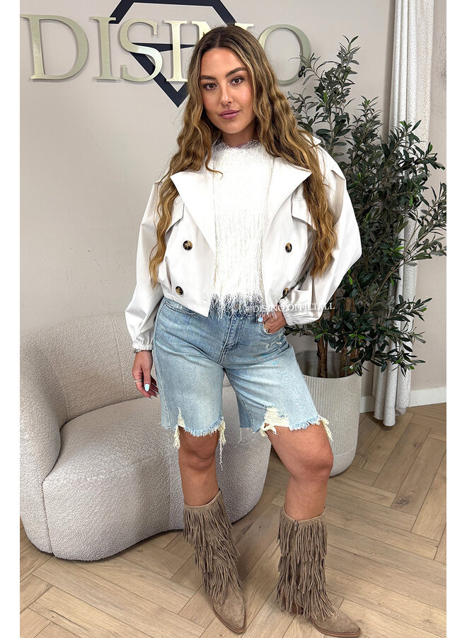 BEIGE - 'JULIE JACKET' - CROPPED TRENCH JACKET