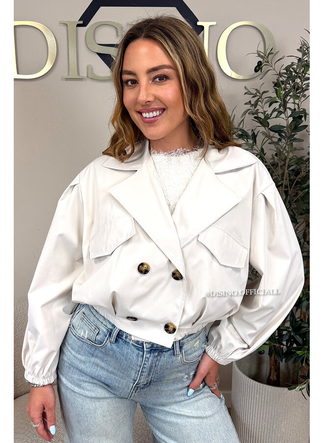 BEIGE - 'JULIE JACKET' - CROPPED TRENCH JACKET