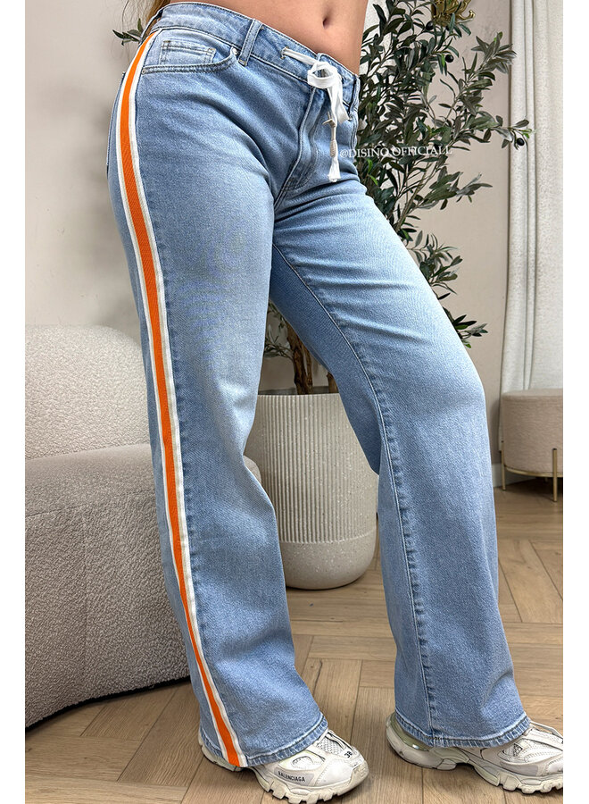 LIGHT BLUE - 'SKYE V2 JEANS' - LIMITED EDITION STRETCH ORANGE STRIPED JEANS