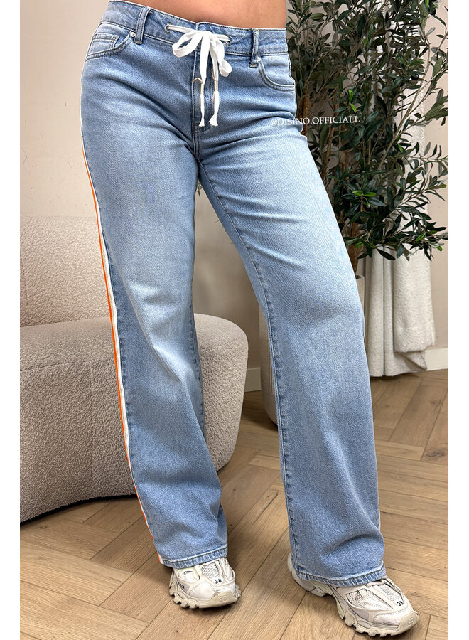 LIGHT BLUE - 'SKYE V2 JEANS' - LIMITED EDITION STRETCH ORANGE STRIPED JEANS