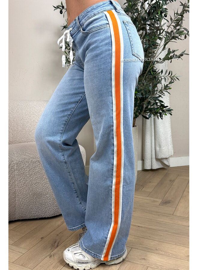 LIGHT BLUE - 'SKYE V2 JEANS' - LIMITED EDITION STRETCH ORANGE STRIPED JEANS