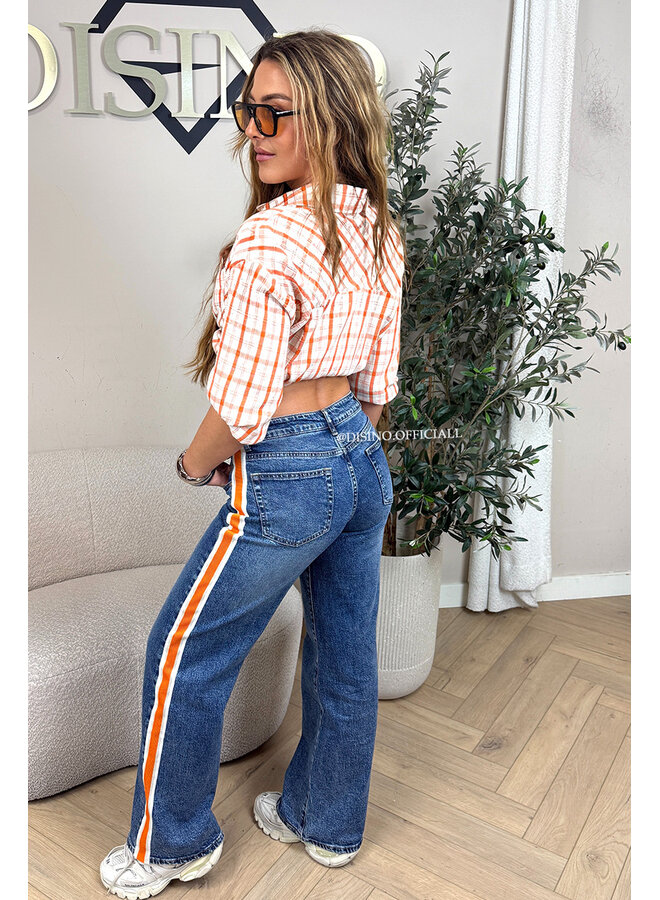 ORANGE - 'ALICE BLOUSE' - DIAMONDS ALL OVER CHECKED BLOUSE