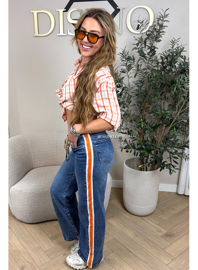 ORANGE - 'ALICE BLOUSE' - DIAMONDS ALL OVER CHECKED BLOUSE