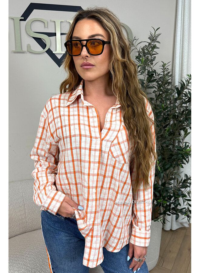 ORANGE - 'ALICE BLOUSE' - DIAMONDS ALL OVER CHECKED BLOUSE