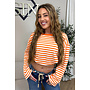 ORANGE - 'LEONI TEE' - STRIPED LONG SLEEVE TEE