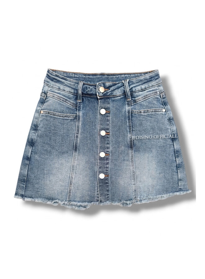 BLUE - 'CAROLINE SKORT' - SUPER STRETCH BUTTON DENIM SKORT