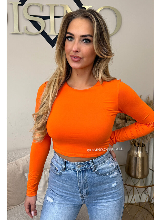 ORANGE - 'BECKY' - PERFECT LONG SLEEVE CROP TOP