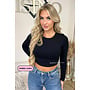 BLACK - 'BECKY' - PERFECT LONG SLEEVE CROP TOP