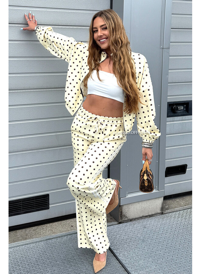 YELLOW - 'PIPER POLKADOT SET' - INSPIRED POLKADOT JACKET + PANTS SET