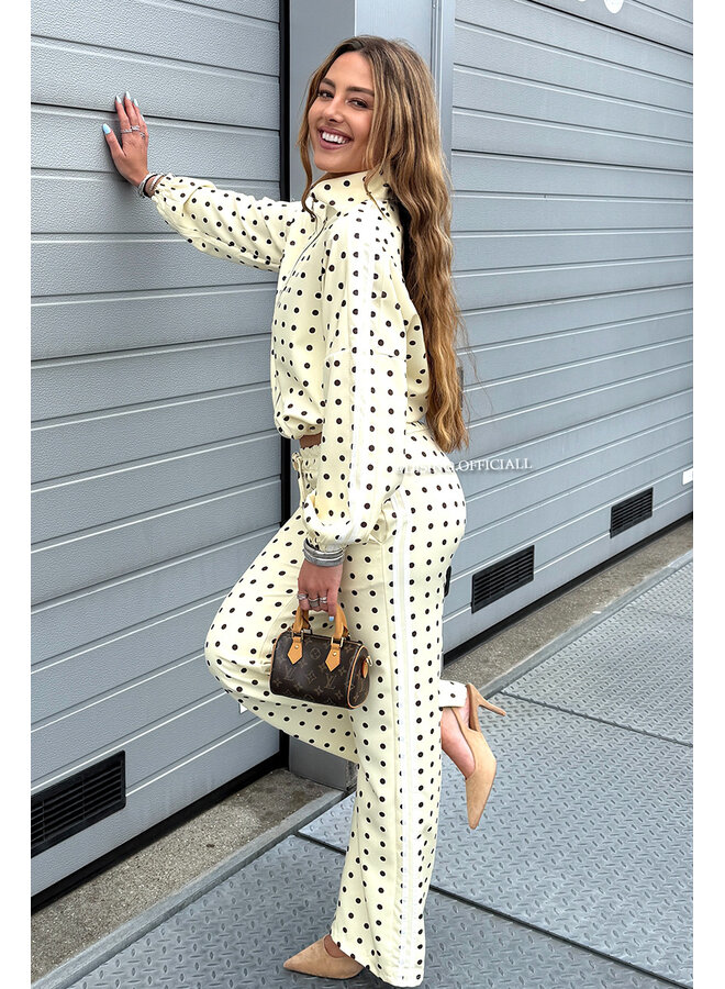 YELLOW - 'PIPER POLKADOT SET' - INSPIRED POLKADOT JACKET + PANTS SET