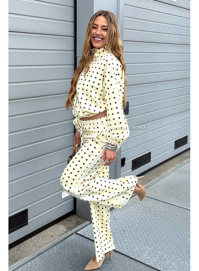 YELLOW - 'PIPER POLKADOT SET' - INSPIRED POLKADOT JACKET + PANTS SET