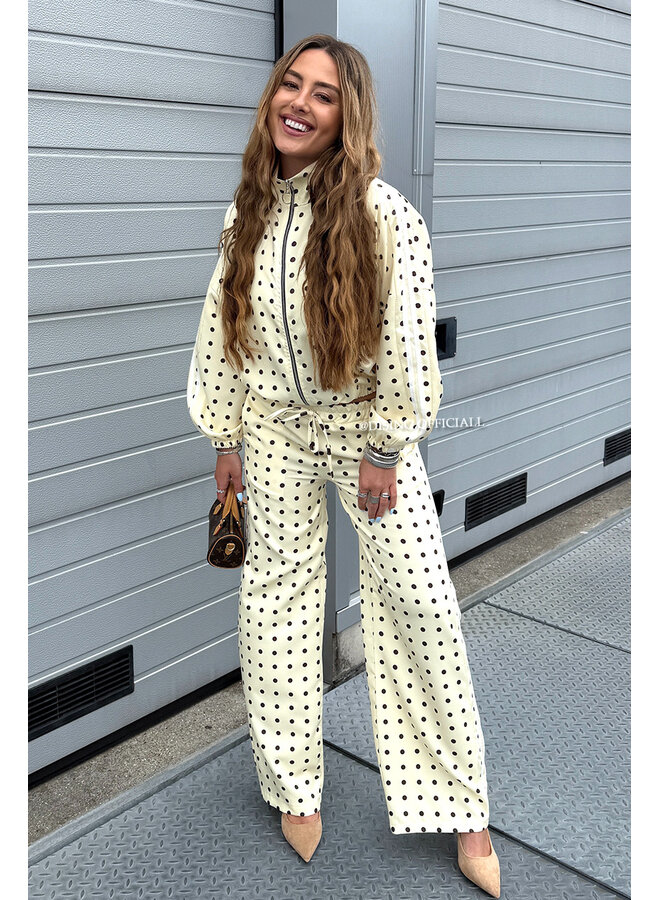 YELLOW - 'PIPER POLKADOT SET' - INSPIRED POLKADOT JACKET + PANTS SET