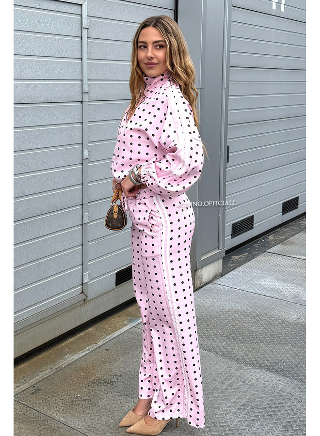 PINK - 'PIPER POLKADOT SET' - INSPIRED POLKADOT JACKET + PANTS SET