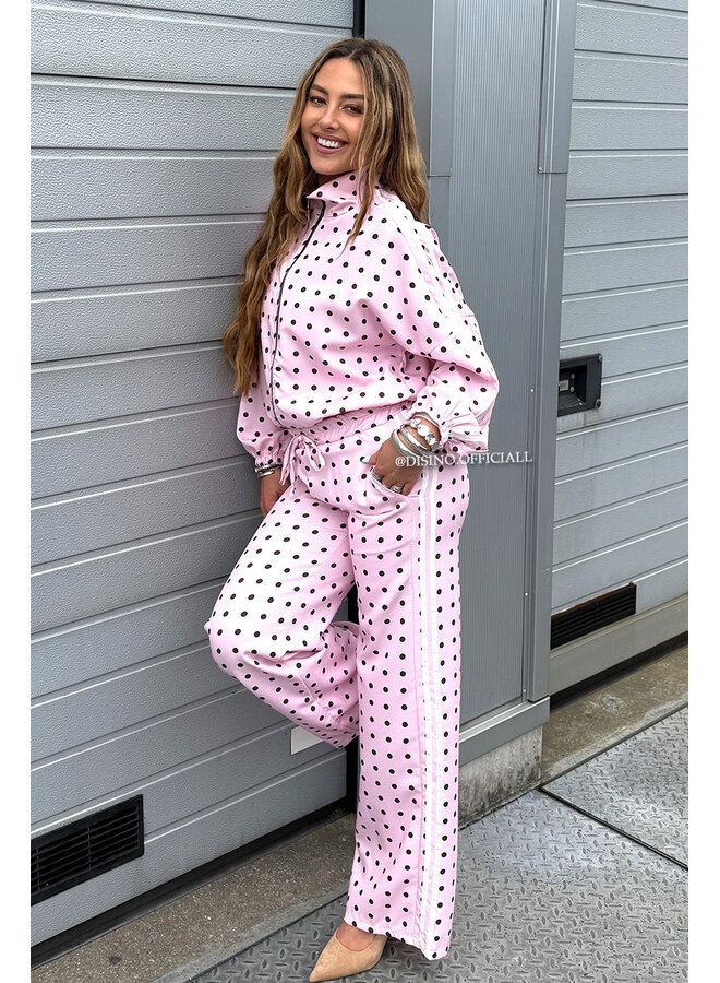 PINK - 'PIPER POLKADOT SET' - INSPIRED POLKADOT JACKET + PANTS SET