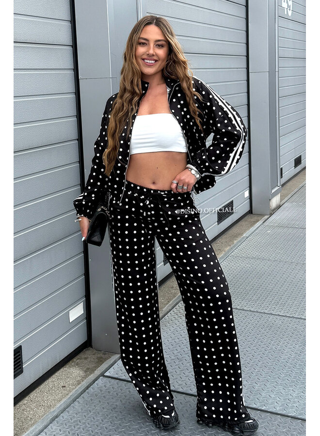 BLACK - 'PIPER POLKADOT SET' - INSPIRED POLKADOT JACKET + PANTS SET