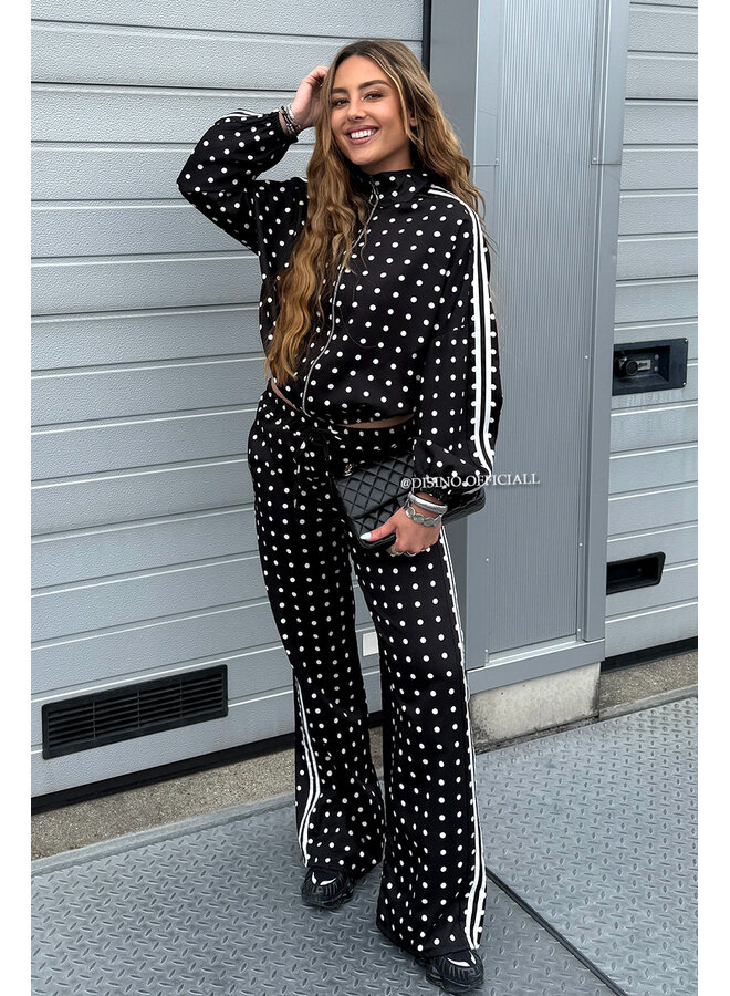 BLACK - 'PIPER POLKADOT SET' - INSPIRED POLKADOT JACKET + PANTS SET
