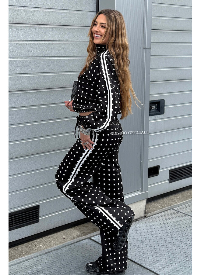 BLACK - 'PIPER POLKADOT SET' - INSPIRED POLKADOT JACKET + PANTS SET