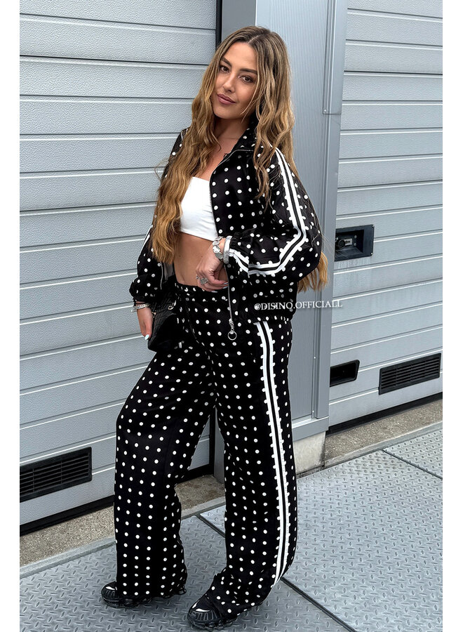 BLACK - 'PIPER POLKADOT SET' - INSPIRED POLKADOT JACKET + PANTS SET