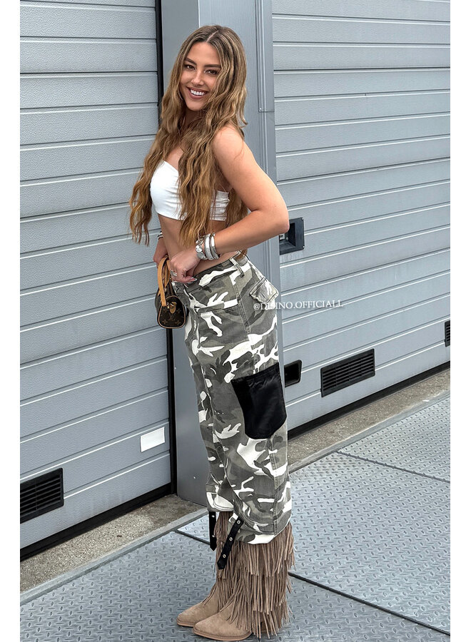 GREY CAMO - 'RIVER JEANS' - SUPER STRETCH CARGO CAMO JEANS