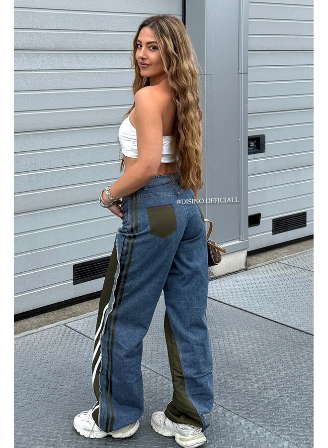 ARMY GREEN - 'JAYDI JEANS' - LIMITED EDITION HALF TRAINER HALF DENIM JEANS