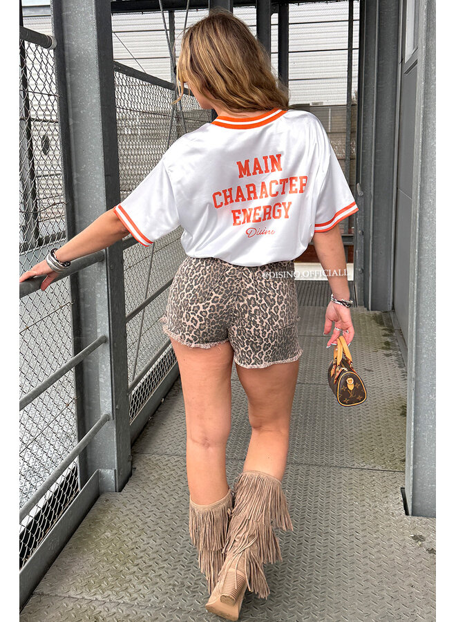 WHITE - 'MAIN CHARACTER JERSEY' - SATIN OVERSIZED JERSEY