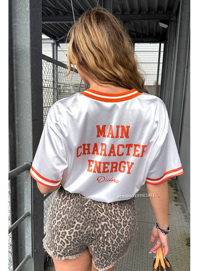 WHITE - 'MAIN CHARACTER JERSEY' - SATIN OVERSIZED JERSEY