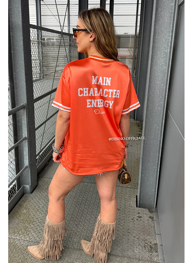 ORANGE - 'MAIN CHARACTER JERSEY' - SATIN OVERSIZED JERSEY