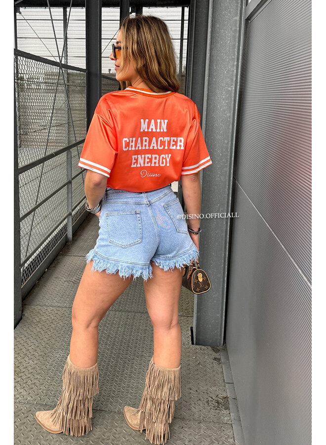 ORANGE - 'MAIN CHARACTER JERSEY' - SATIN OVERSIZED JERSEY