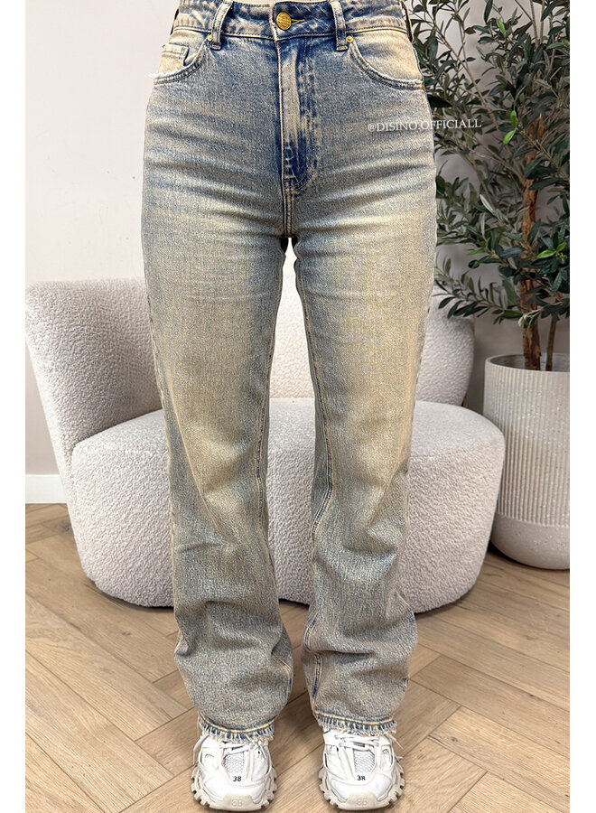 DIRTY WASHING - 'BERLIN' - STRETCH VIRAL RIPPED WIDE LEG JEANS